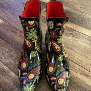 Corkys Black Floral Ankle Boots